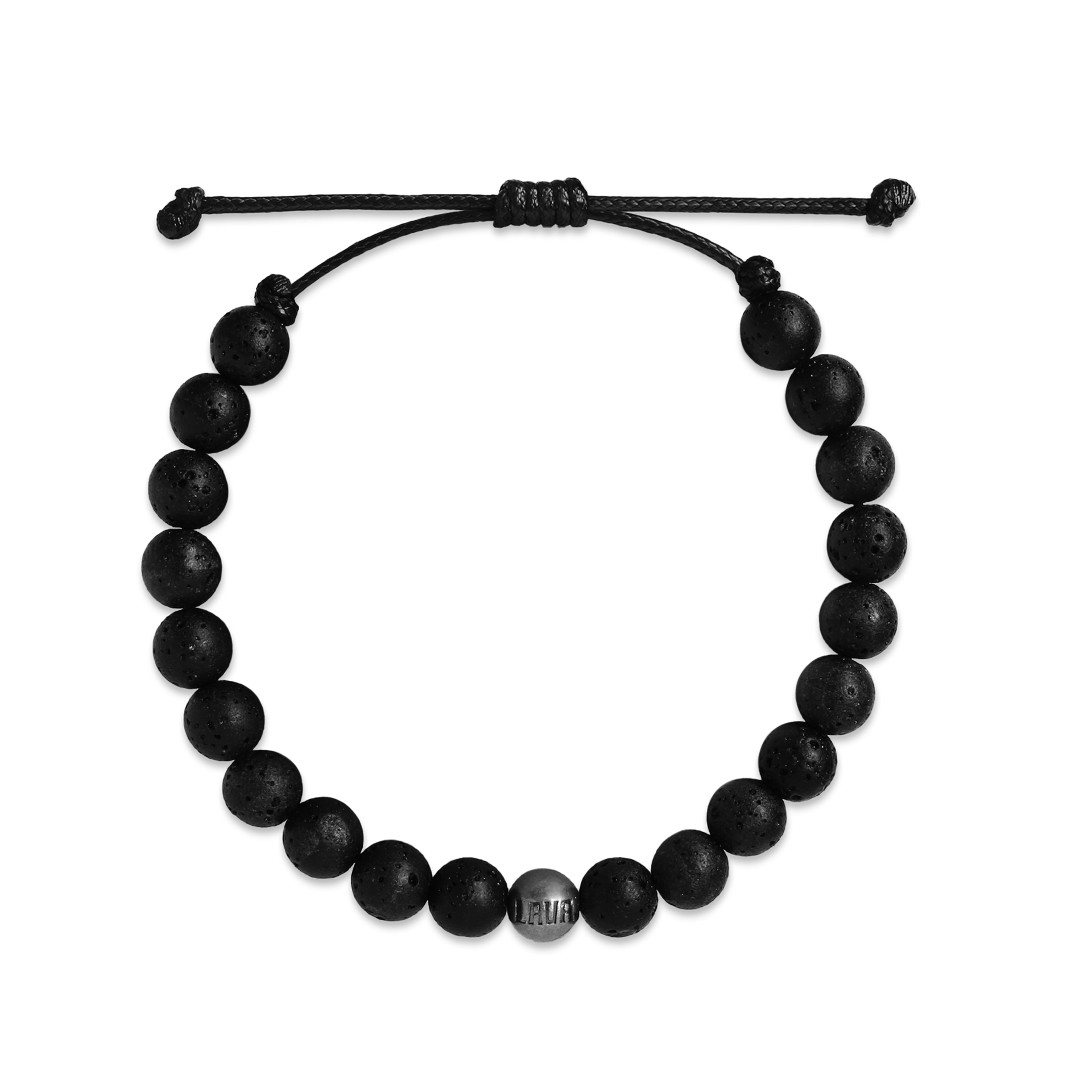 Black Lava Stone Adjustable Pull Bracelet - BLV-8MP