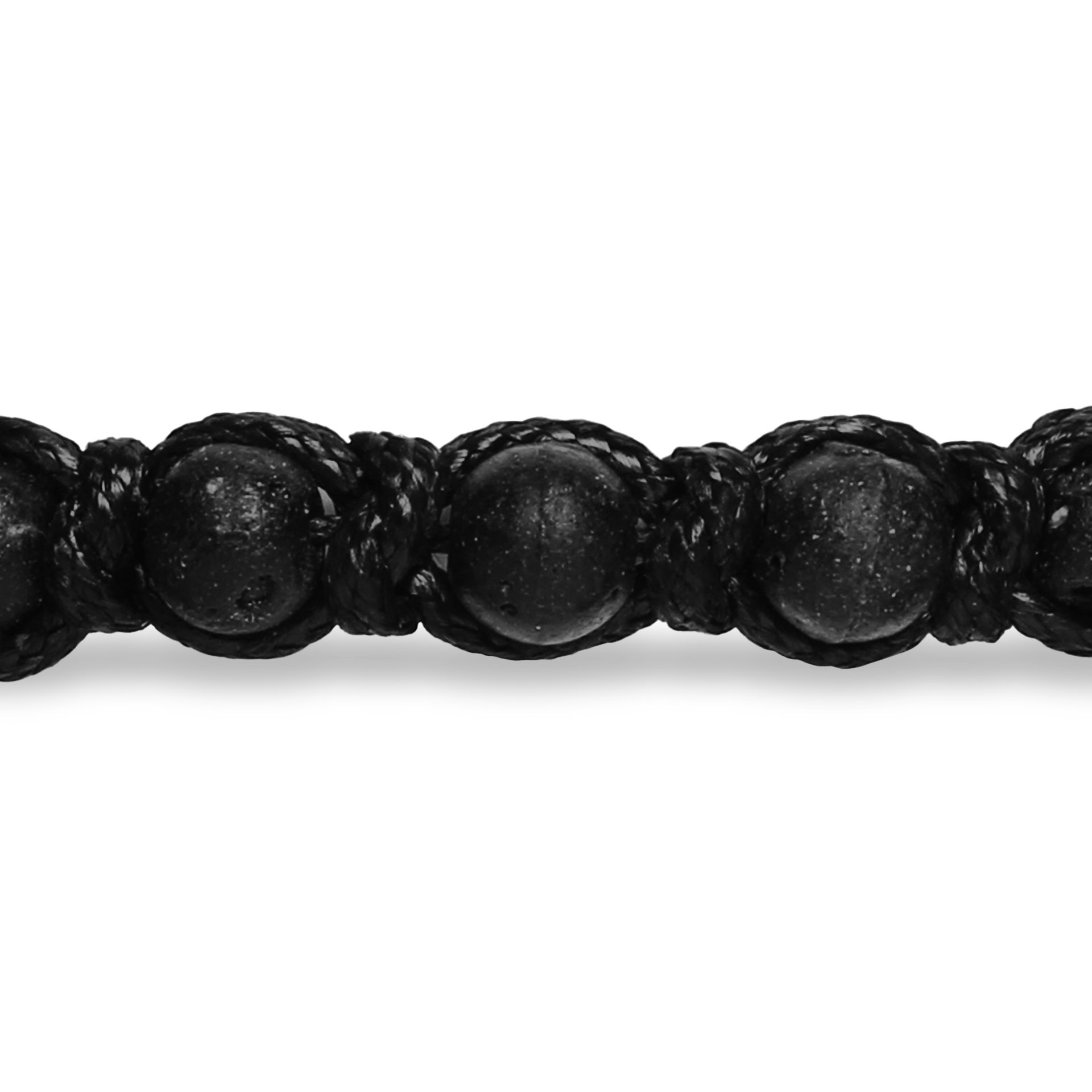 Black Lava Braided Bead Pull String Bracelet - BLV-STR7