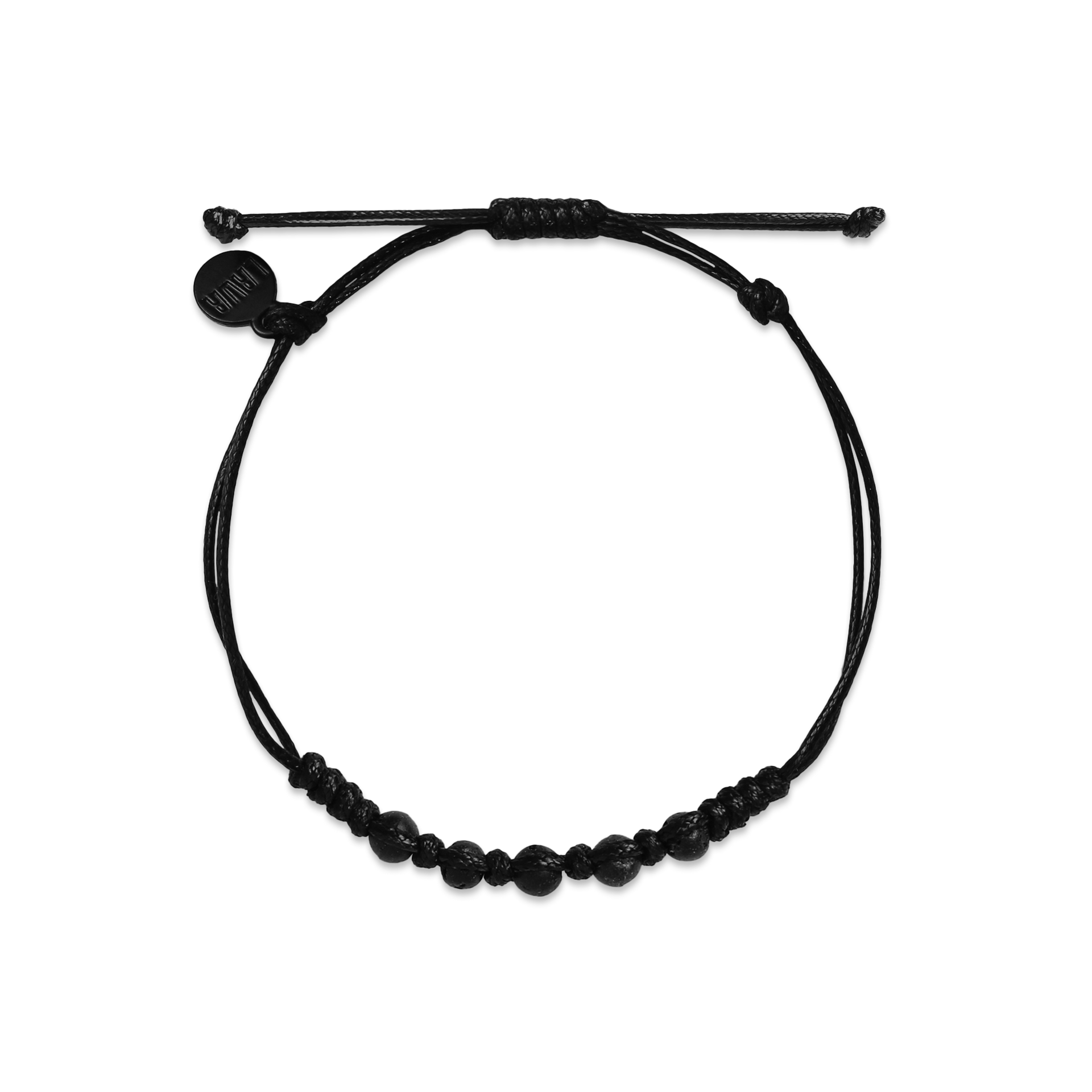 Black Lava Braided Bead Pull String Bracelet - BLV-STR7