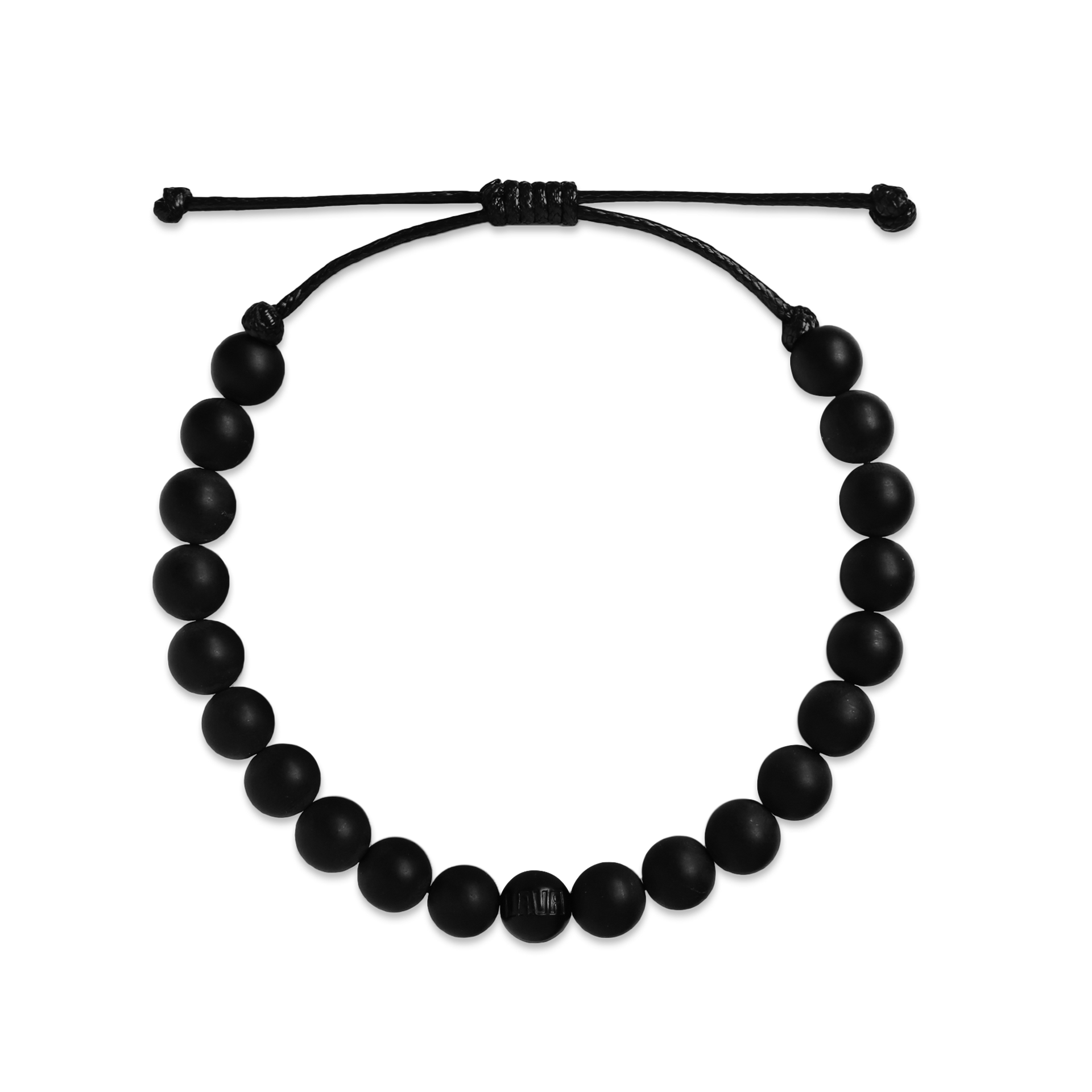 Black Matte Onyx Adjustable Pull Bracelet - BON-8MM