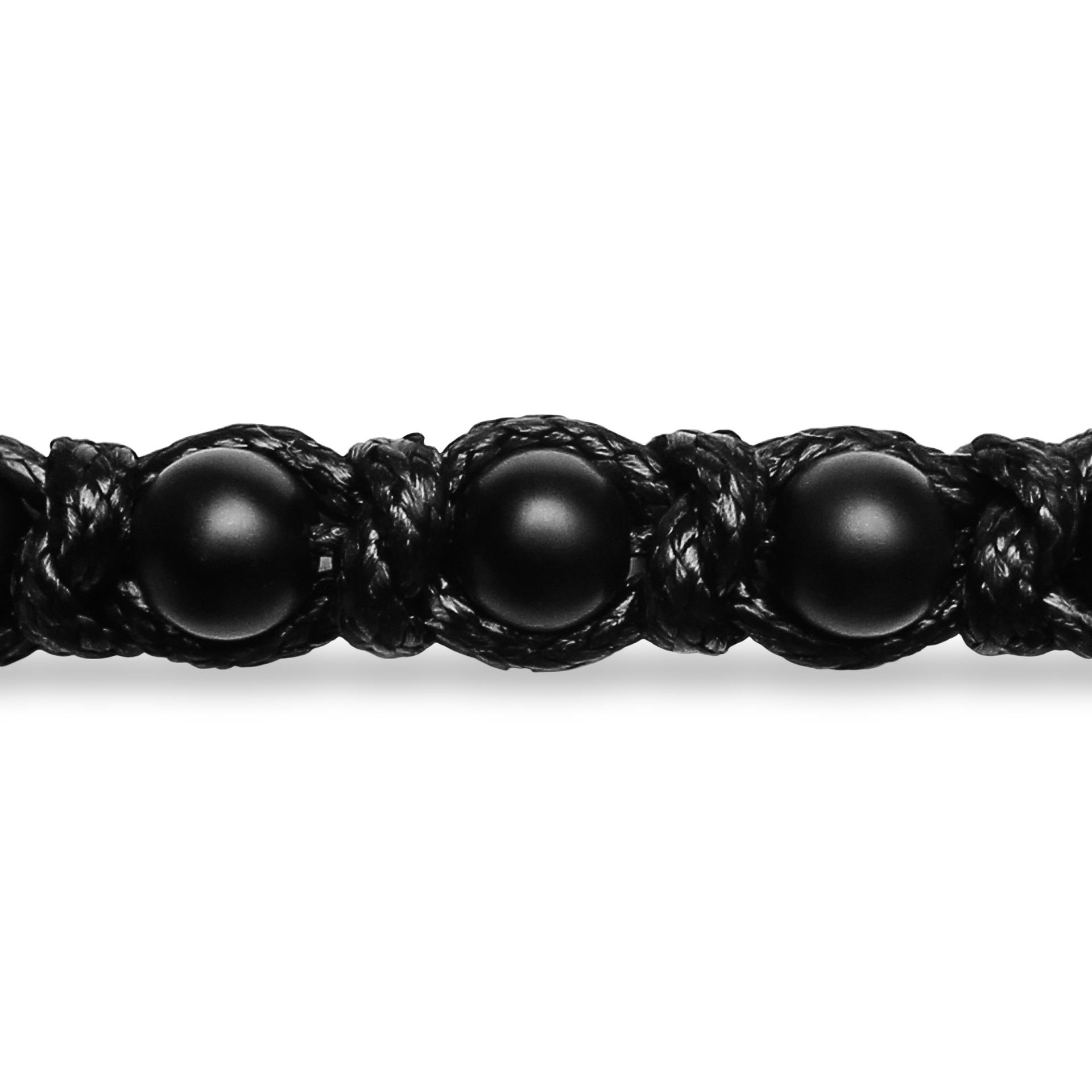 Black Matte Onyx Braided Pull String Bracelet - BON-STR7