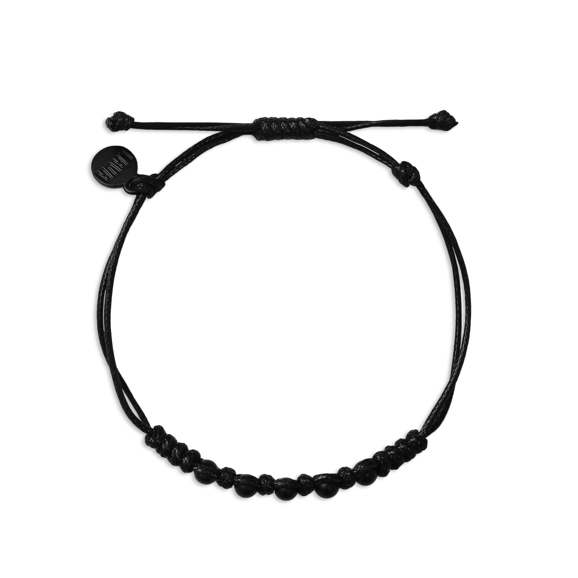 Black Matte Onyx Braided Pull String Bracelet - BON-STR7