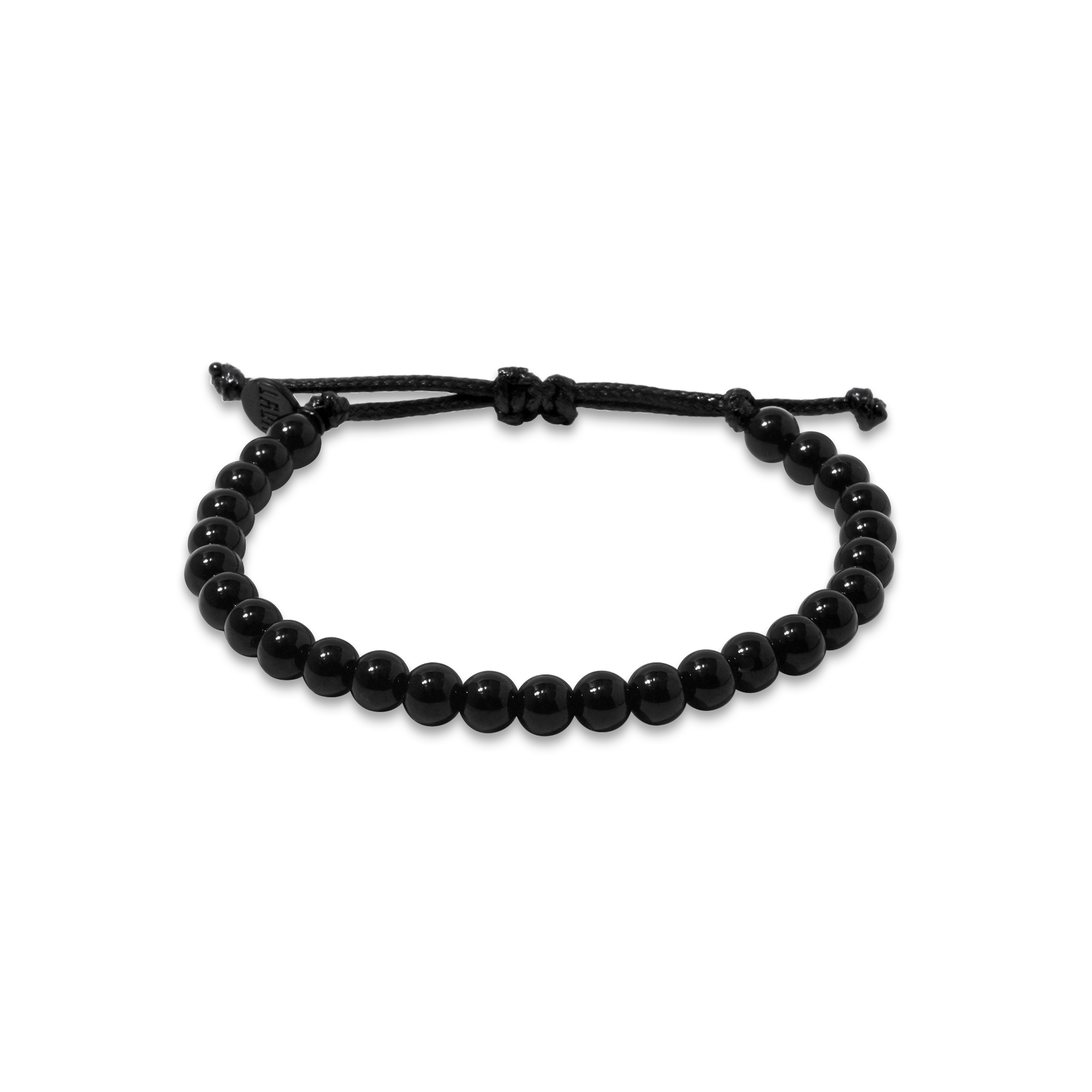 6mm Black Agate Adjustable Pull Bracelet (front view) - The LAVA Cō