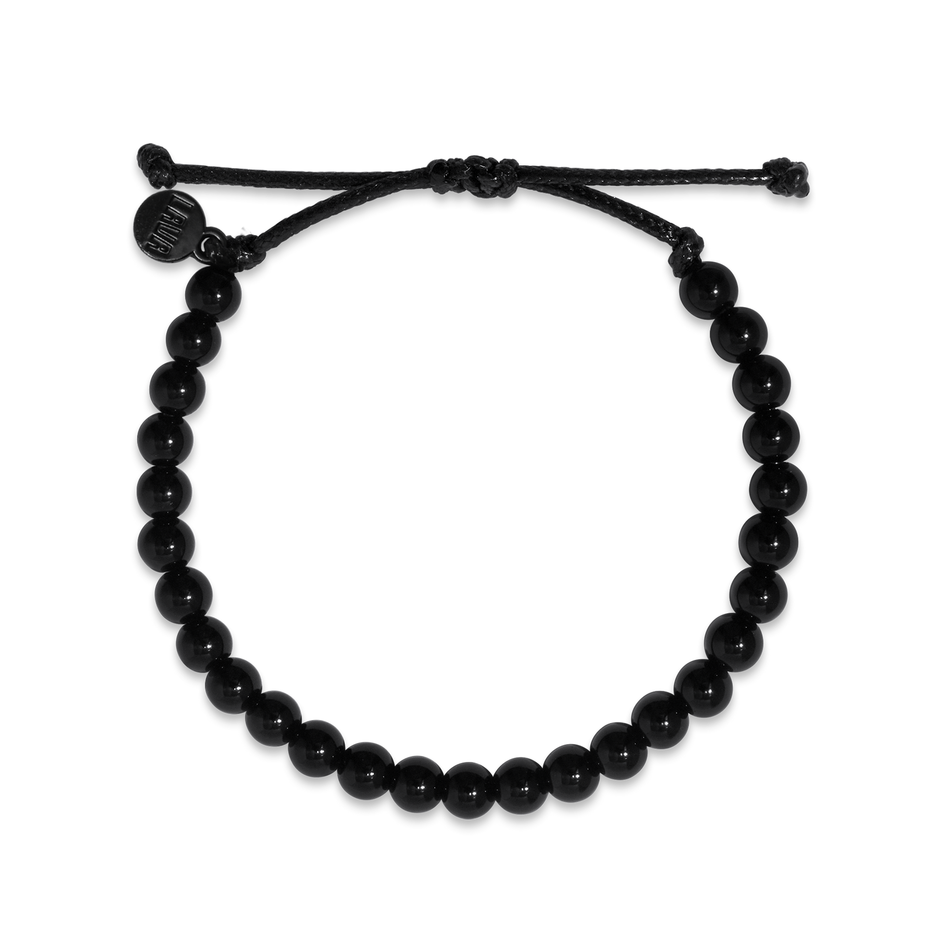 6mm Black Agate Adjustable Pull Bracelet (top view) - The LAVA Cō