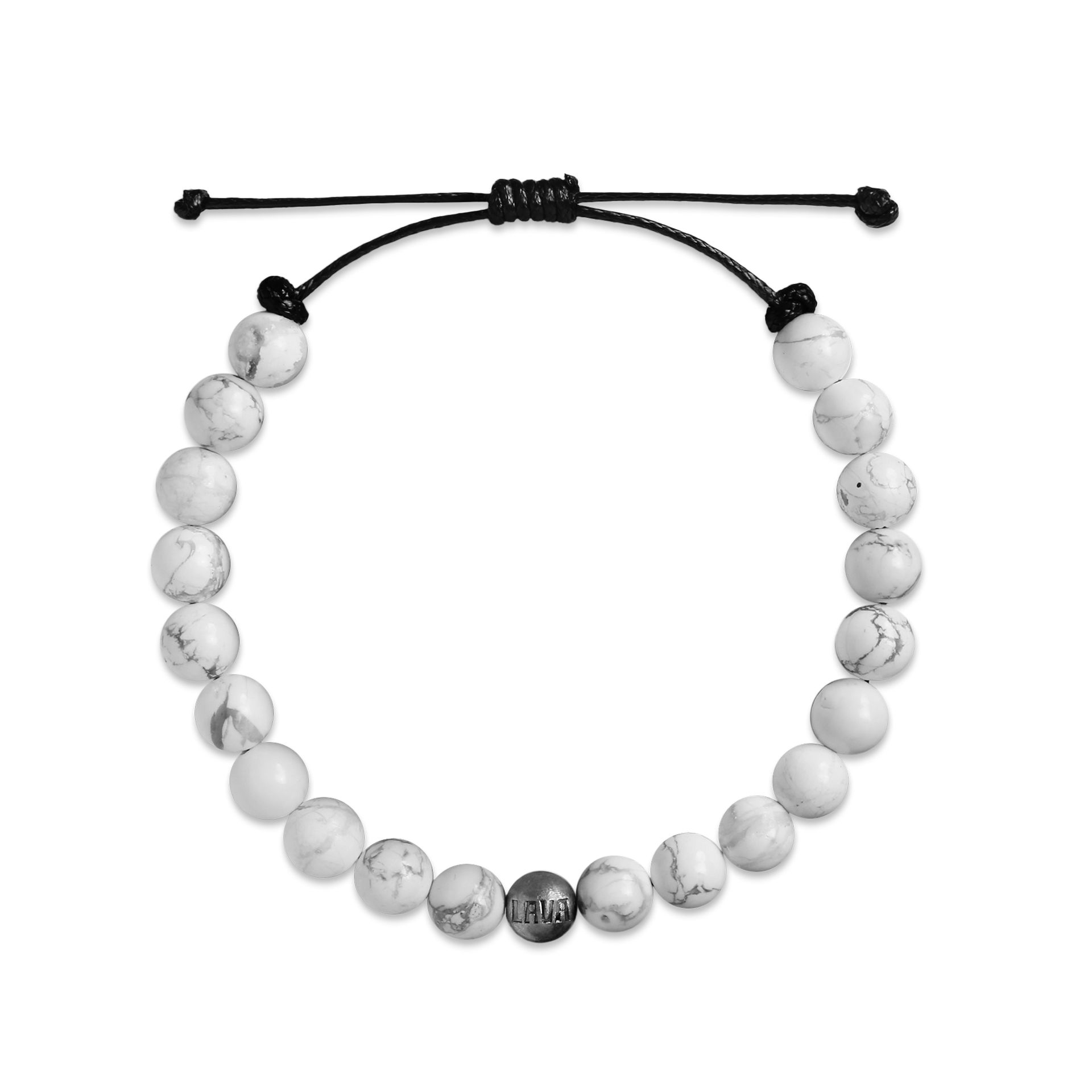 White Howlite Adjustable Pull Bracelet - HOW-8MP