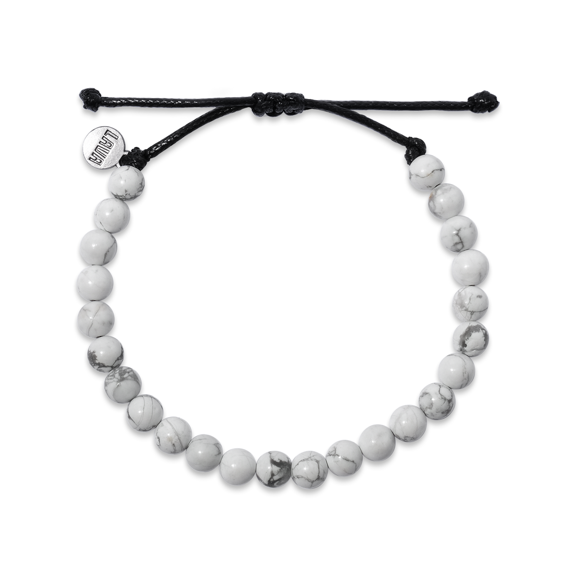 6mm White Howlite Adjustable Pull Bracelet (top view) - The Lava Cō