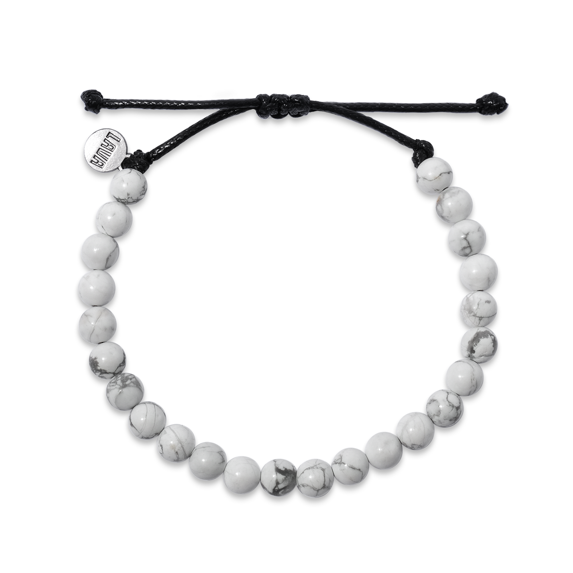 6mm White Howlite Adjustable Pull Bracelet (top view) - The Lava Cō