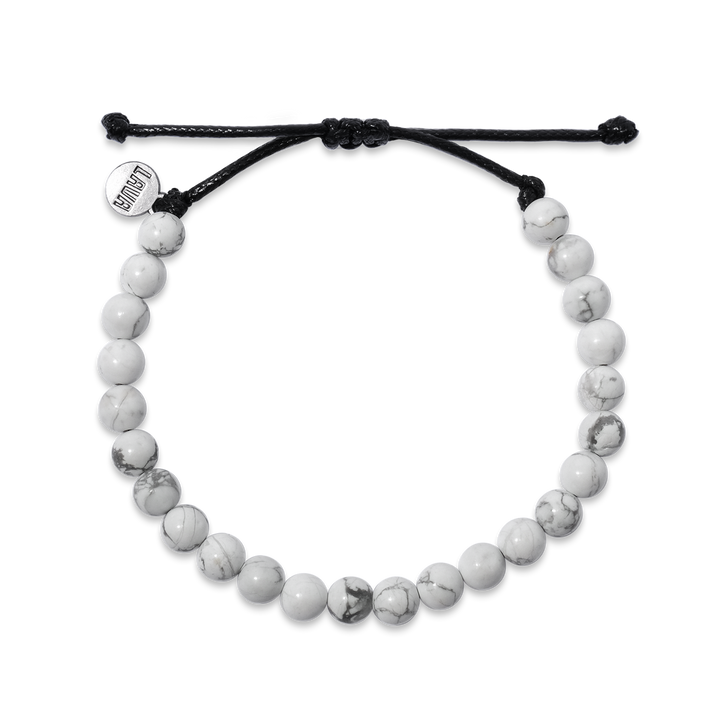 6mm White Howlite Adjustable Pull Bracelet (top view) - The Lava Cō