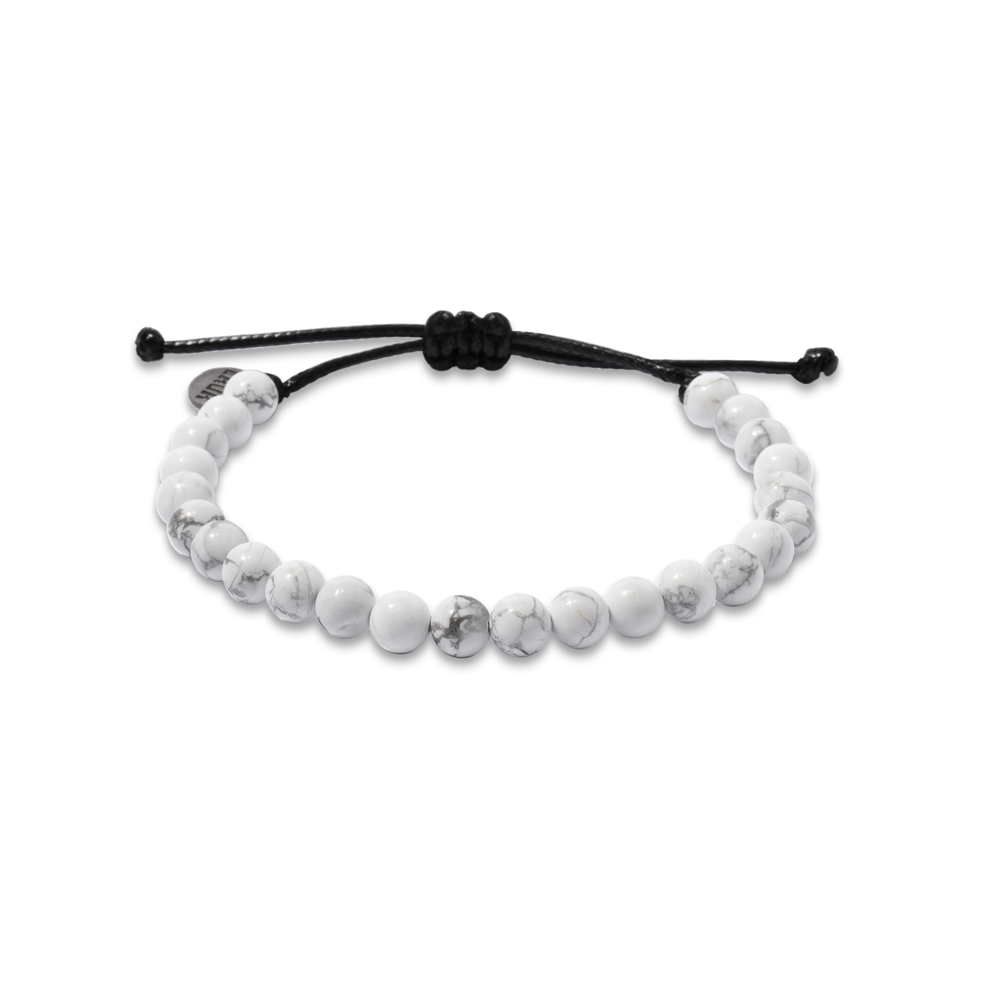 6mm White Howlite Adjustable Pull Bracelet (front view) - The Lava Cō