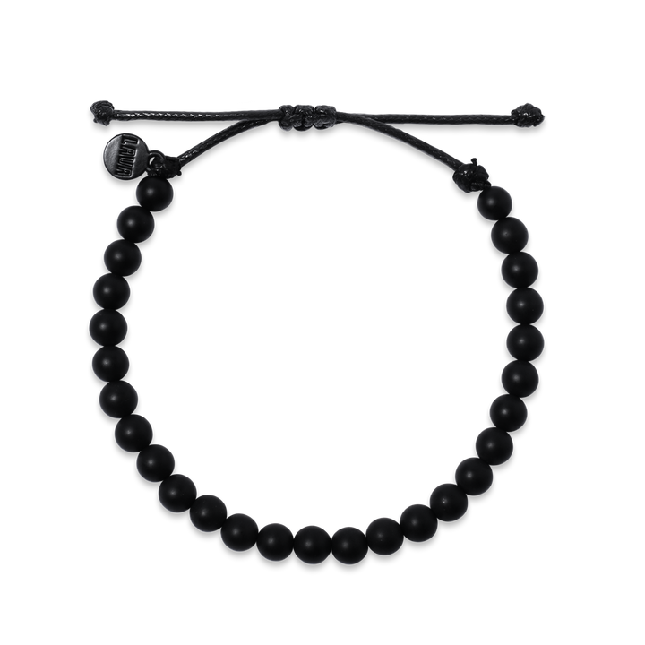 6mm Black Matte Onyx Adjustable Pull Bracelet (top view) - The LAVA Cō