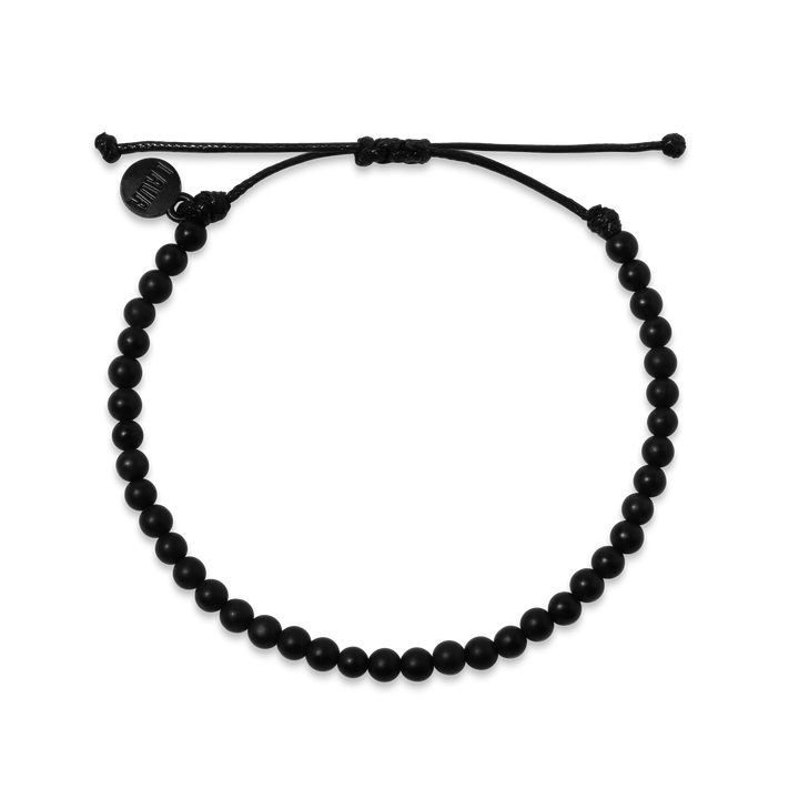 4mm Black Matte Onyx Adjustable Pull Bracelet (top view) - The LAVA Cō