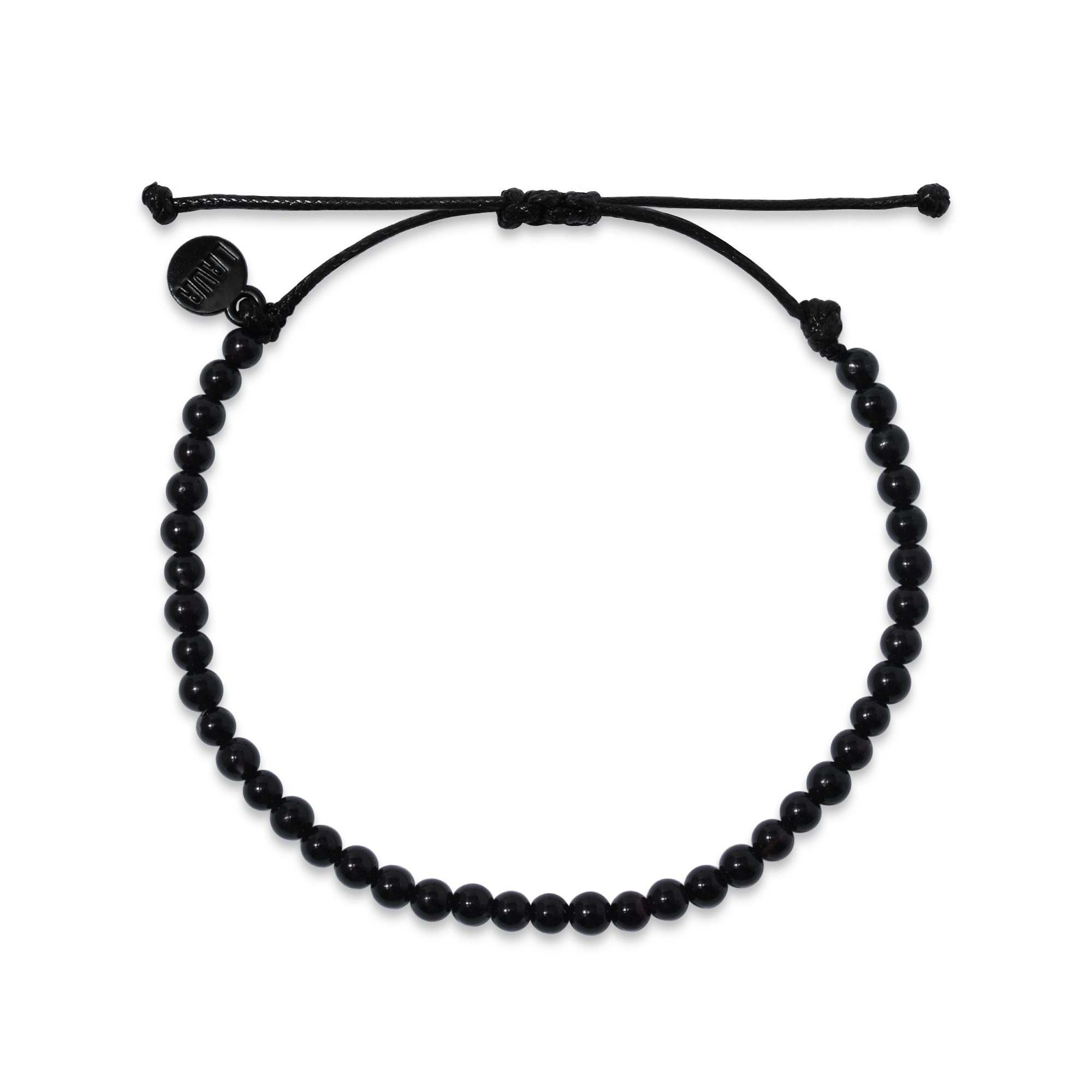 4mm Black Agate Adjustable Pull Bracelet (top view) - The LAVA Cō