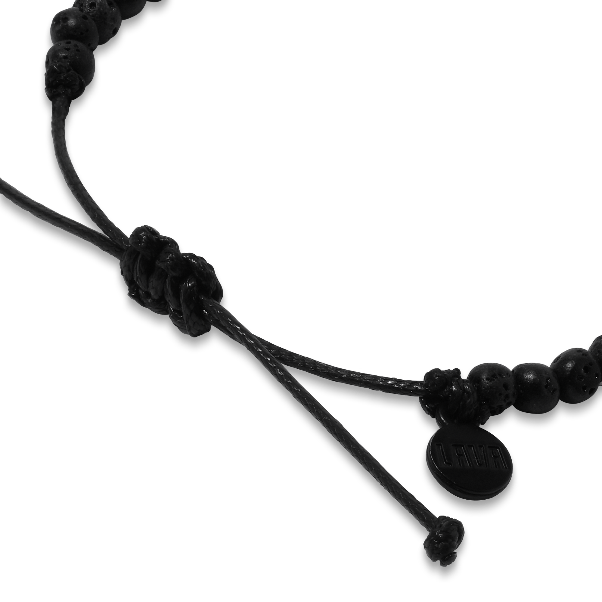 4mm Black Lava Adjustable Pull Bracelet (side view) - The LAVA Cō