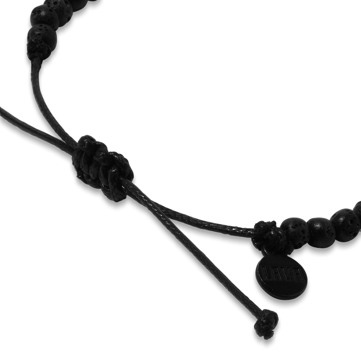 4mm Black Lava Adjustable Pull Bracelet (side view) - The LAVA Cō