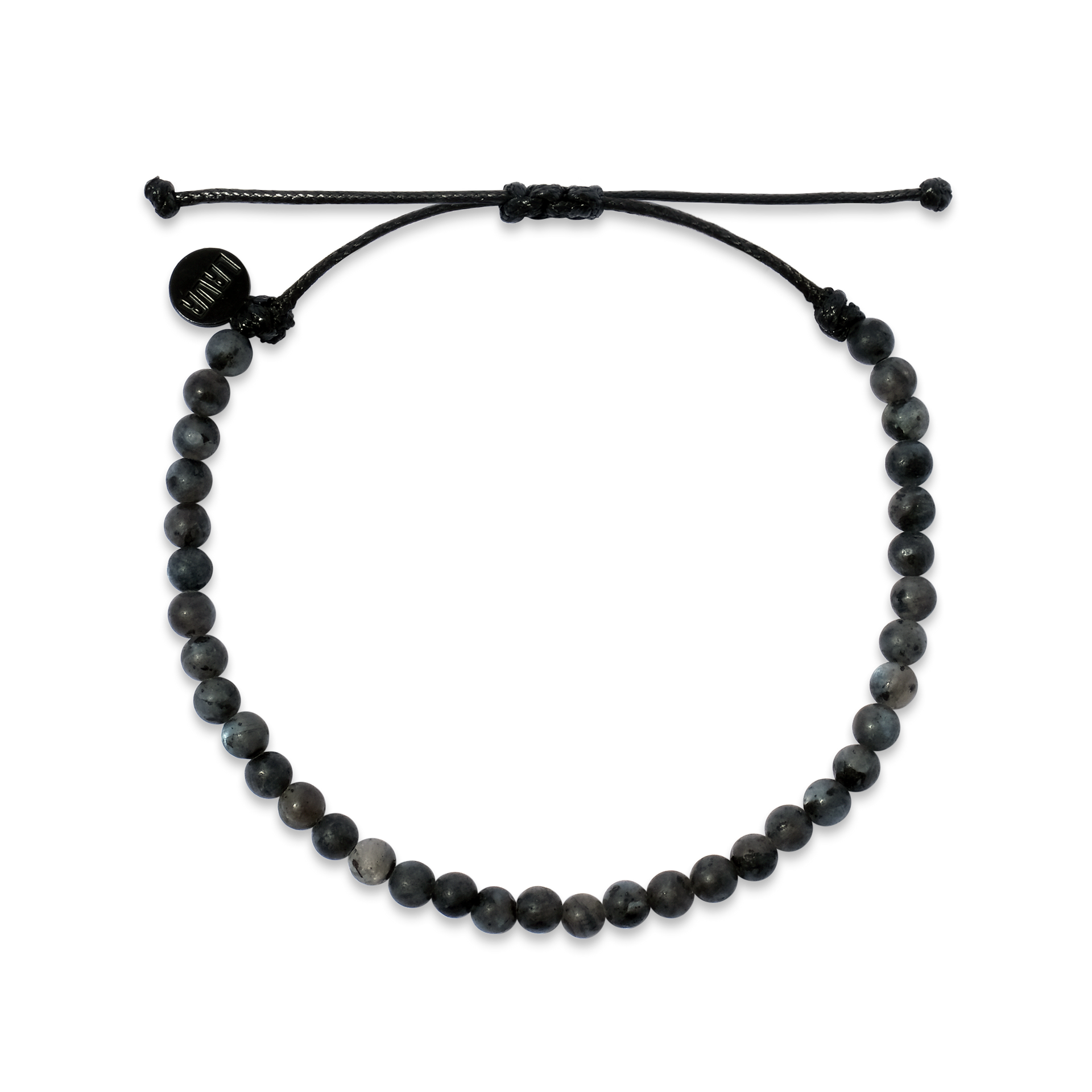 4mm Gray Matte Labradorite Adjustable Pull Bracelet (top view) - The LAVA Cō