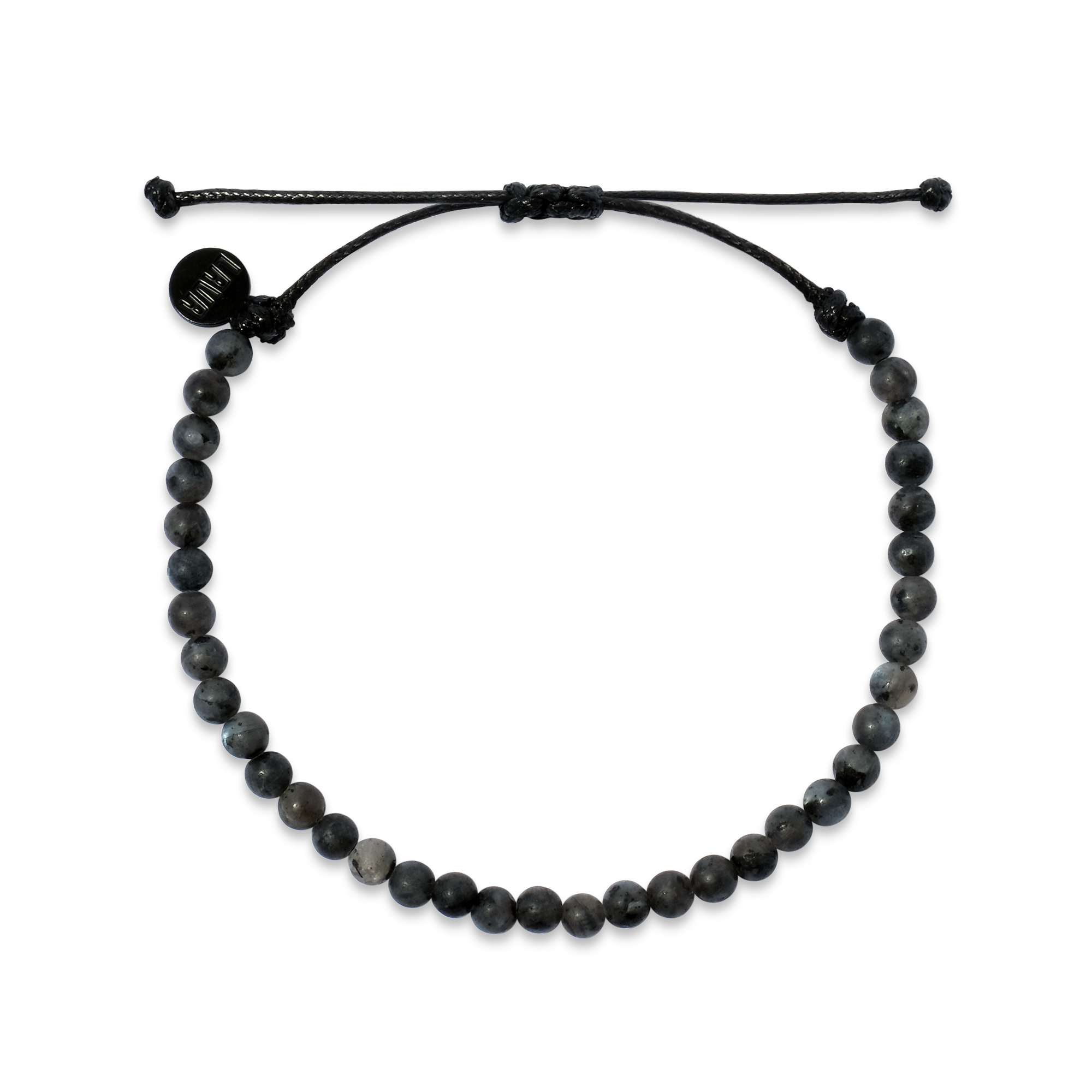 4mm Gray Matte Labradorite Adjustable Pull Bracelet (top view) - The LAVA Cō