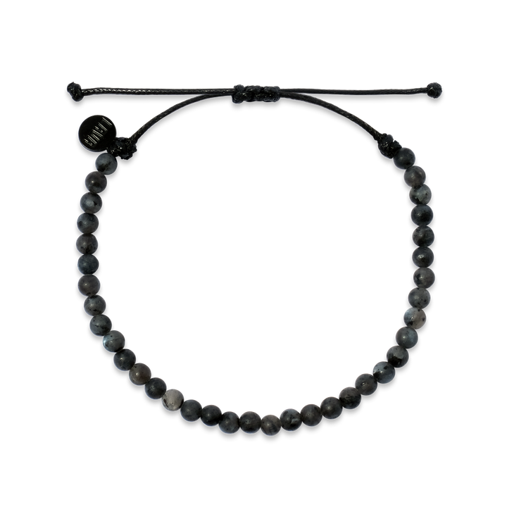 4mm Gray Matte Labradorite Adjustable Pull Bracelet (top view) - The LAVA Cō