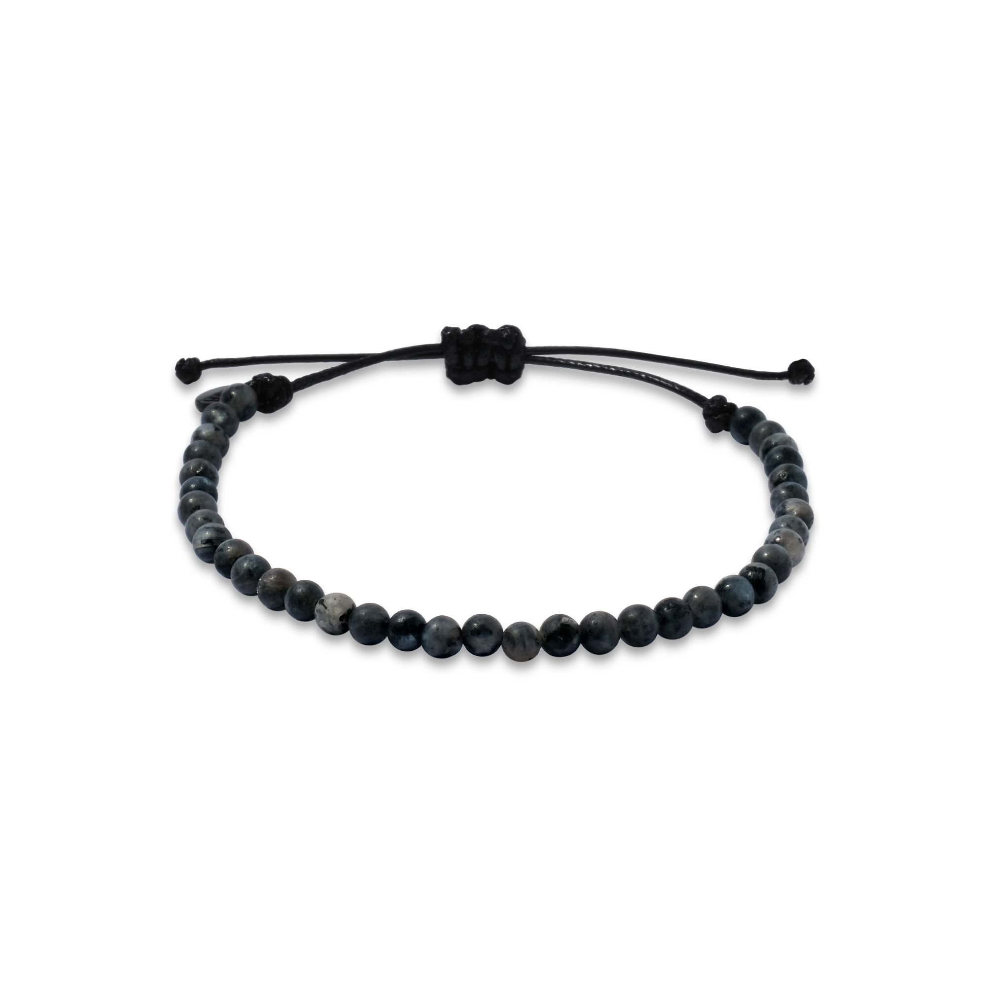 4mm Gray Matte Labradorite Adjustable Pull Bracelet (front view) - The LAVA Cō