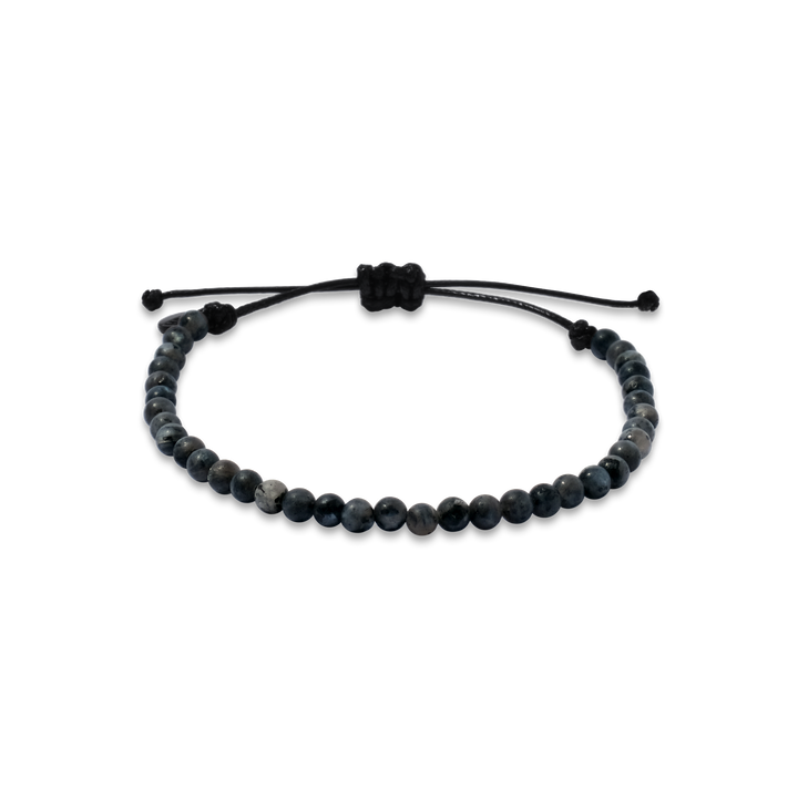 4mm Gray Matte Labradorite Adjustable Pull Bracelet (front view) - The LAVA Cō