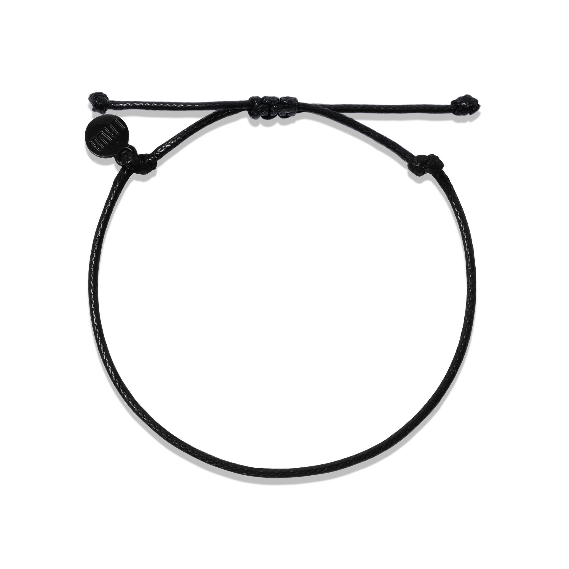 1.5mm Black String Adjustable Pull Bracelet (top view) - The LAVA Cō