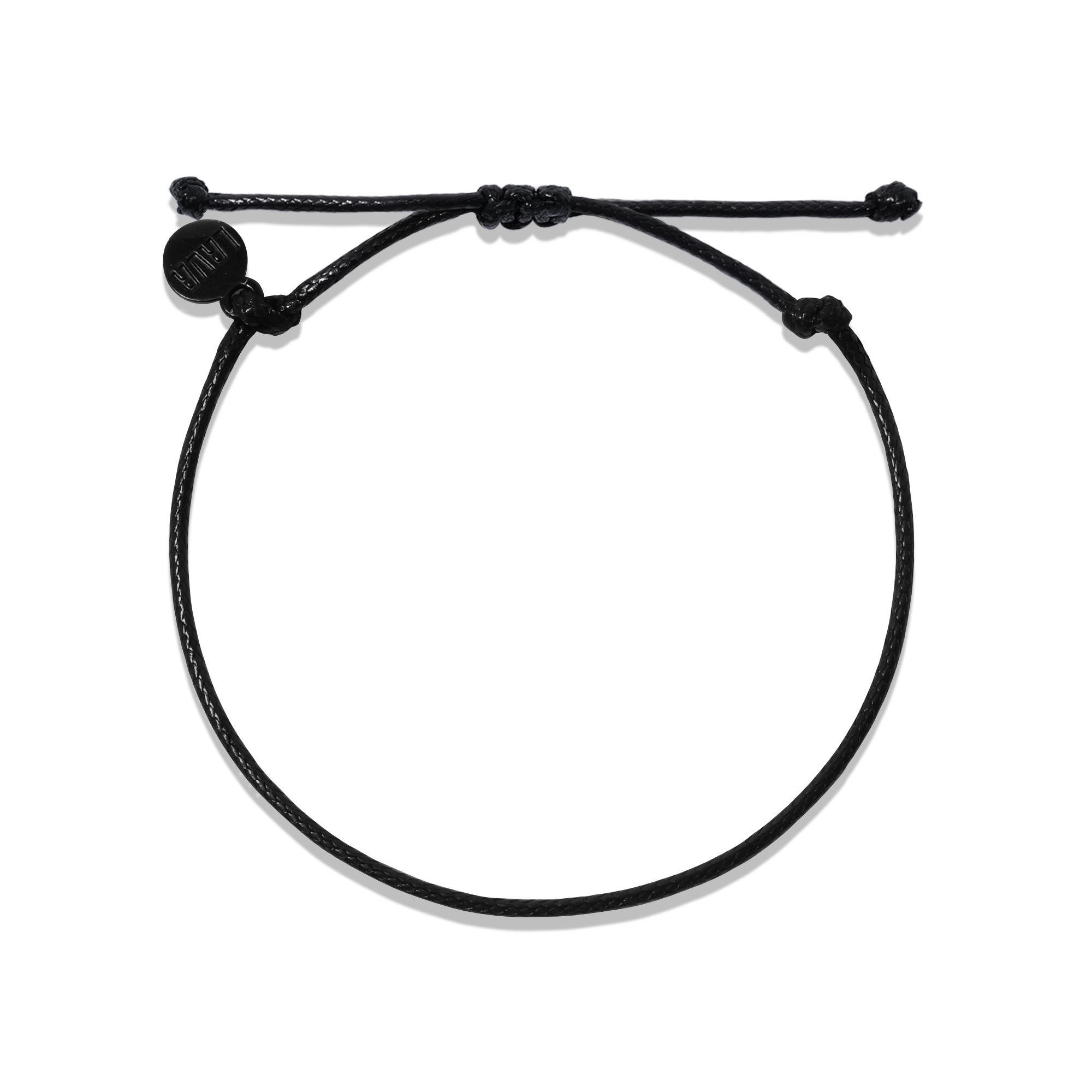 1.5mm Black String Adjustable Pull Bracelet (top view) - The LAVA Cō