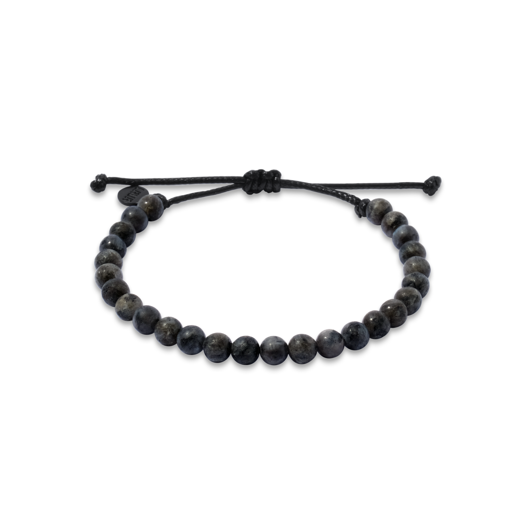 6mm Gray Matte Labradorite Adjustable Pull Bracelet (front view) - The LAVA Cō