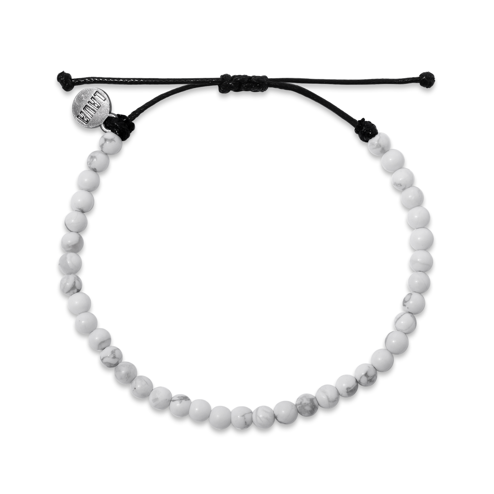 4mm White Howlite Adjustable Pull Bracelet (top view) - The Lava Cō