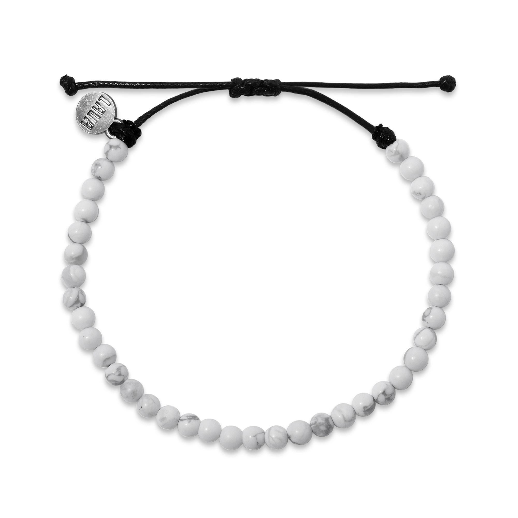 4mm White Howlite Adjustable Pull Bracelet (top view) - The Lava Cō